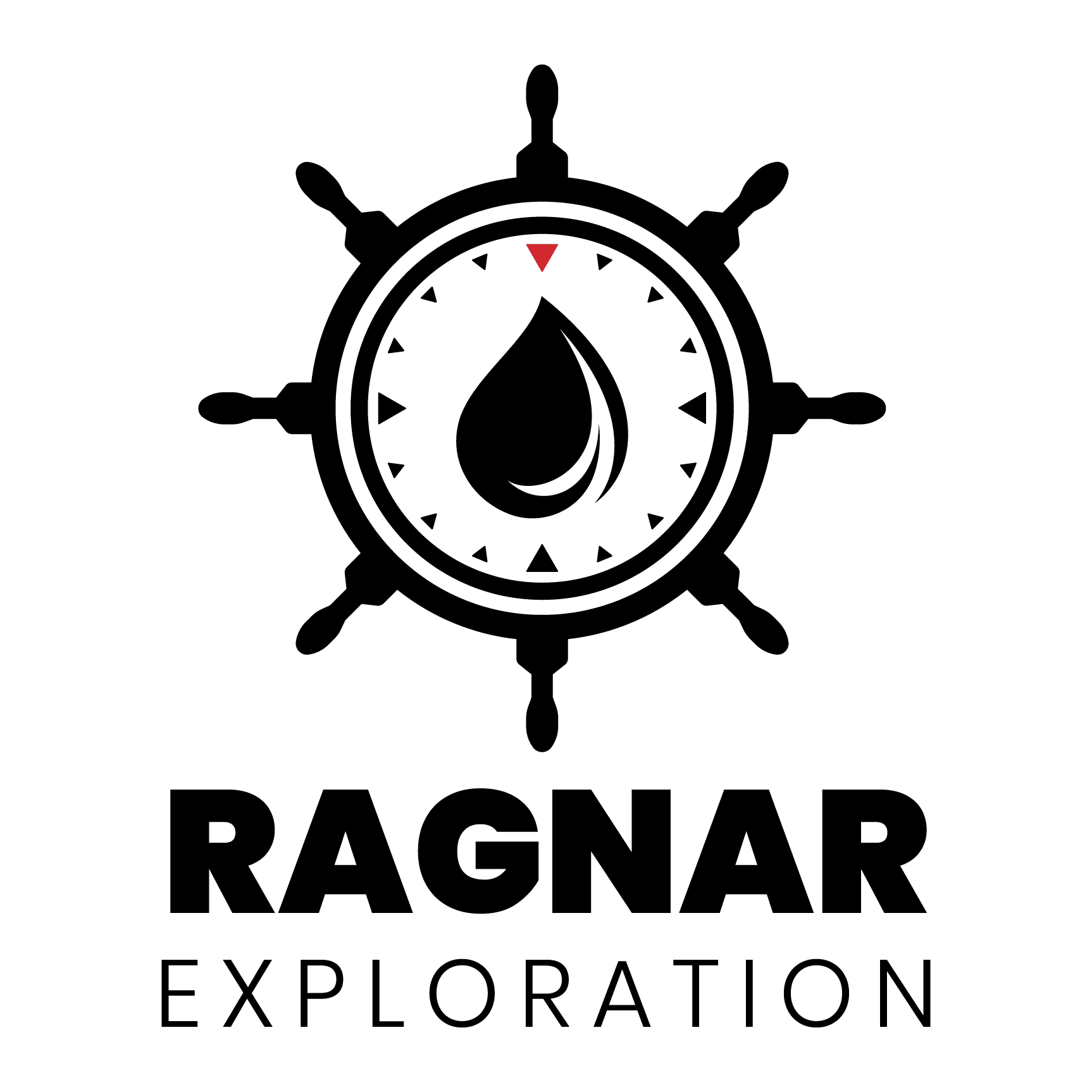 A black and white logo with the words " ragnar exploration ".